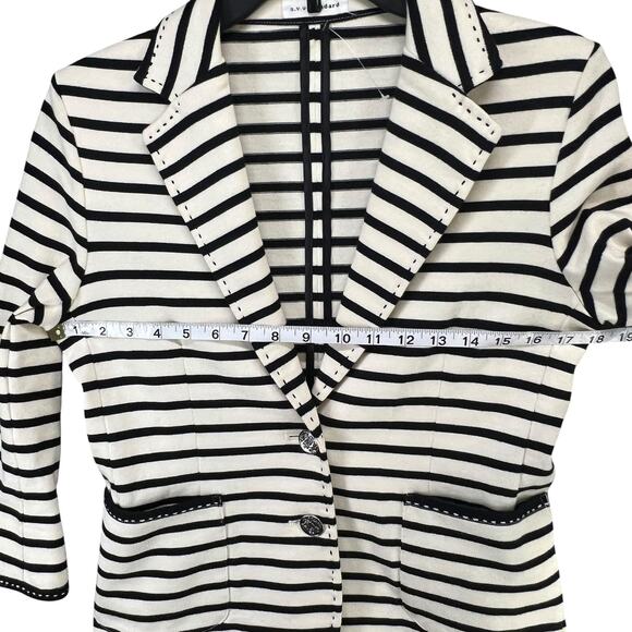 AVV Standard Michel Clan Blazer US S 38 Black Striped Knit Jacket Career Luxury - Picture 6 of 13